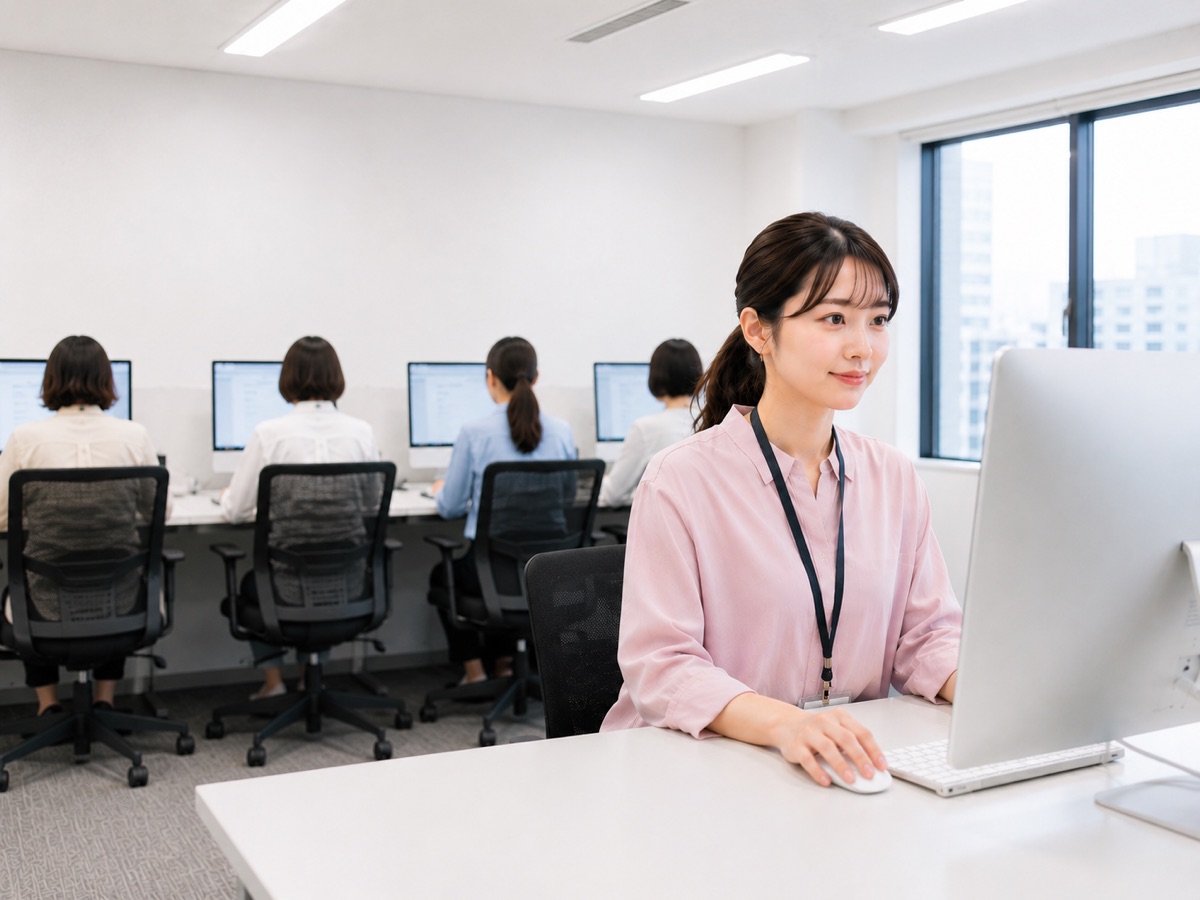 事業所での動画編集作業の様子